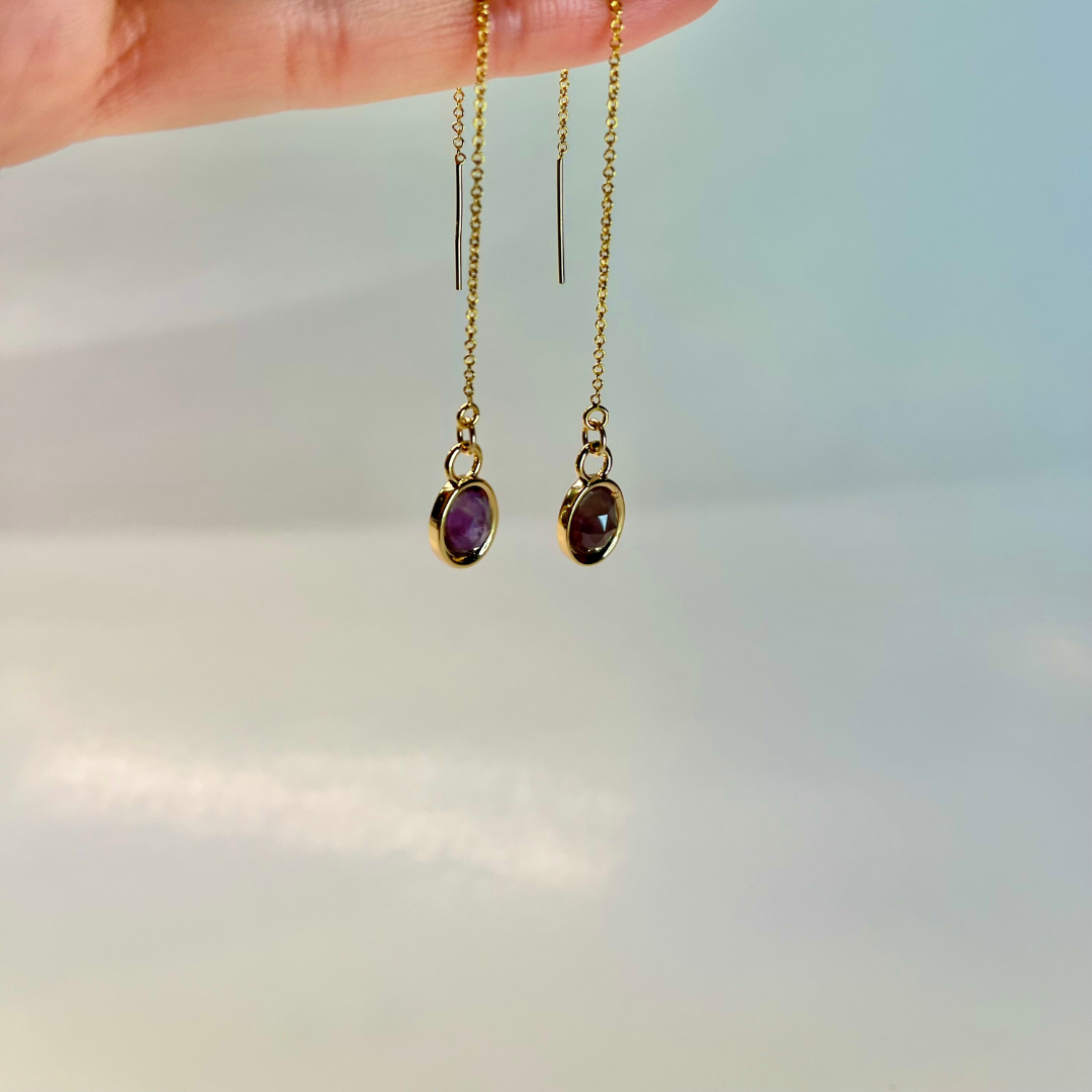 Amethyst Crystal Threader Earrings | I Am Calm