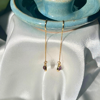 Amethyst Crystal Threader Earrings | I Am Calm