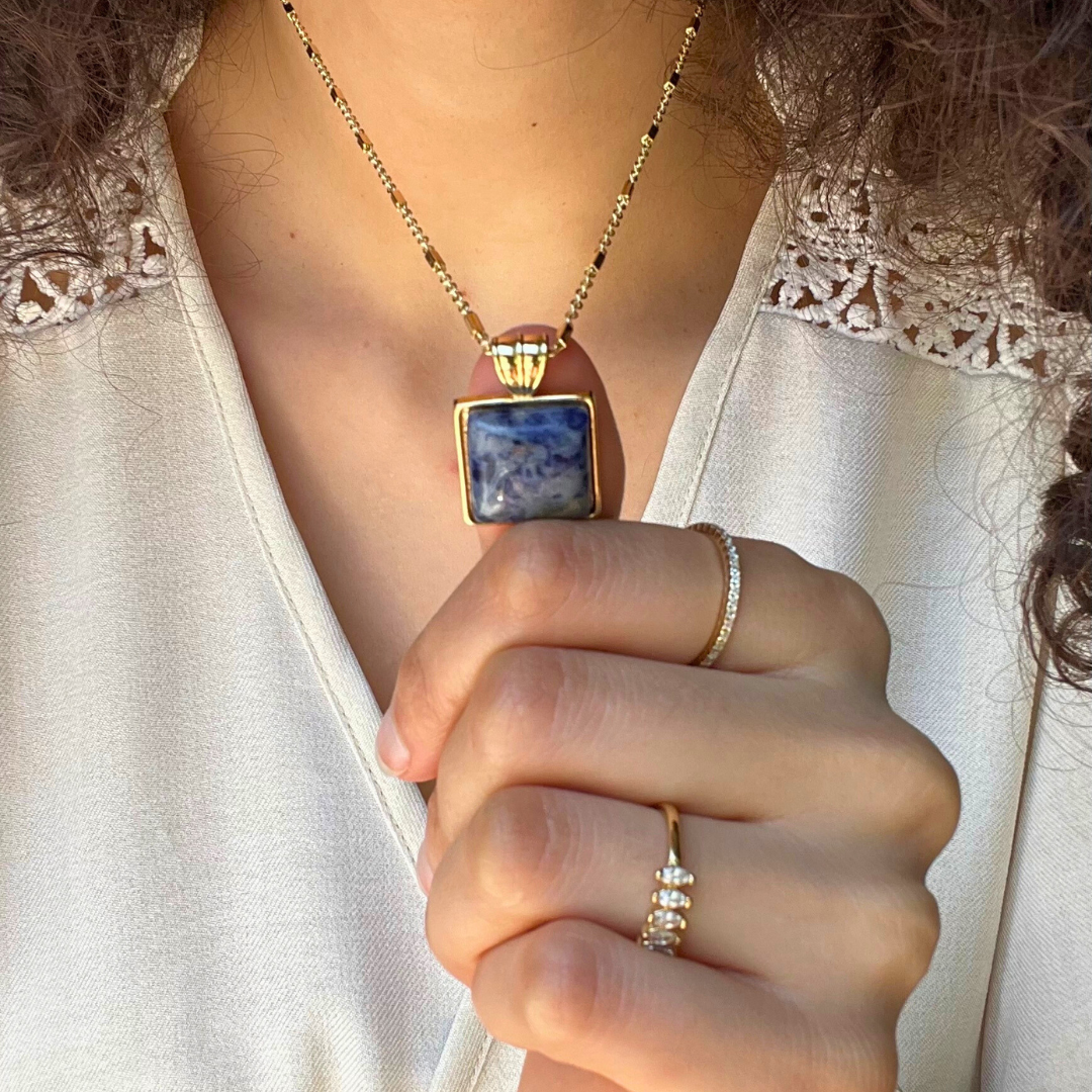 Sodalite Crystal Charm Necklace | I Speak My Truth